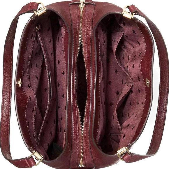 Kate Spade Leila Medium Triple Compartment Shoulder Bag Wallet Set Cherrywood - Picture 2 of 3